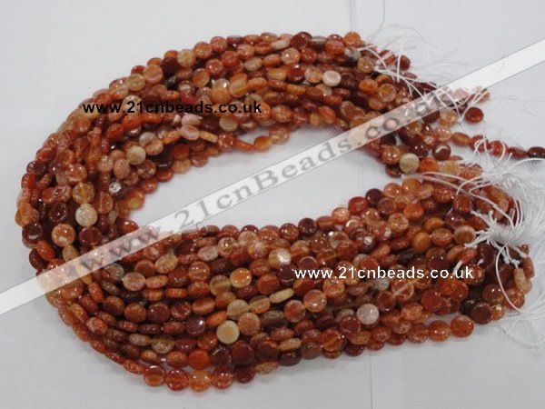 CAG629 15.5 inches 8mm coin natural fire agate beads wholesale