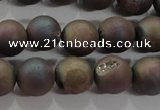 CAG6293 15 inches 10mm round plated druzy agate beads wholesale