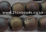 CAG6295 15 inches 14mm round plated druzy agate beads wholesale