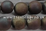 CAG6296 15 inches 16mm round plated druzy agate beads wholesale