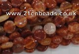 CAG630 15.5 inches 10mm coin natural fire agate beads wholesale