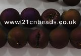 CAG6302 15 inches 8mm round plated druzy agate beads wholesale