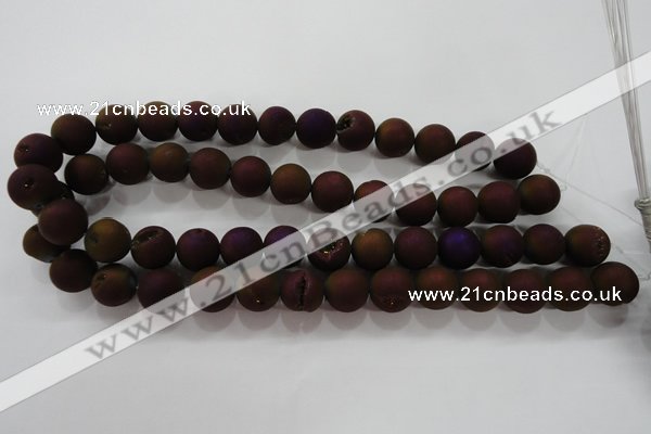 CAG6303 15 inches 10mm round plated druzy agate beads wholesale