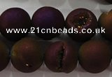 CAG6304 15 inches 12mm round plated druzy agate beads wholesale