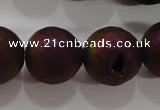 CAG6317 15 inches 18mm faceted round plated druzy agate beads