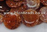 CAG632 15.5 inches 20mm coin natural fire agate beads wholesale