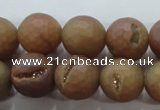 CAG6332 15 inches 8mm faceted round plated druzy agate beads