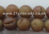 CAG6333 15 inches 10mm faceted round plated druzy agate beads