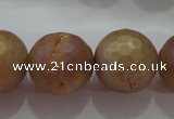 CAG6338 15 inches 20mm faceted round plated druzy agate beads