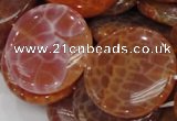 CAG634 15.5 inches 40mm coin natural fire agate beads wholesale