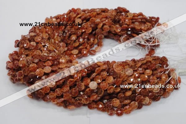 CAG635 15.5 inches 8mm faceted coin natural fire agate beads