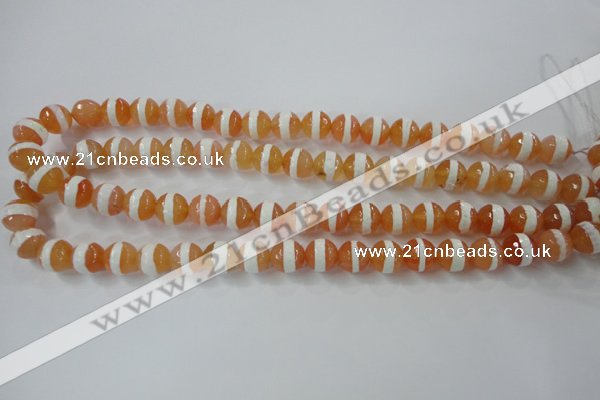 CAG6350 15 inches 8mm faceted round tibetan agate gemstone beads