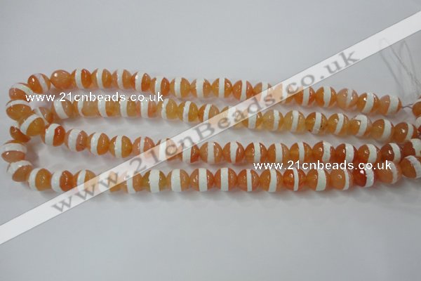 CAG6351 15 inches 10mm faceted round tibetan agate gemstone beads