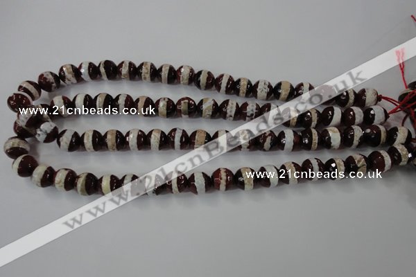 CAG6364 15 inches 12mm faceted round tibetan agate gemstone beads