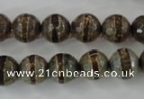 CAG6366 15 inches 8mm faceted round tibetan agate gemstone beads