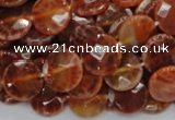 CAG637 15.5 inches 12mm faceted coin natural fire agate beads