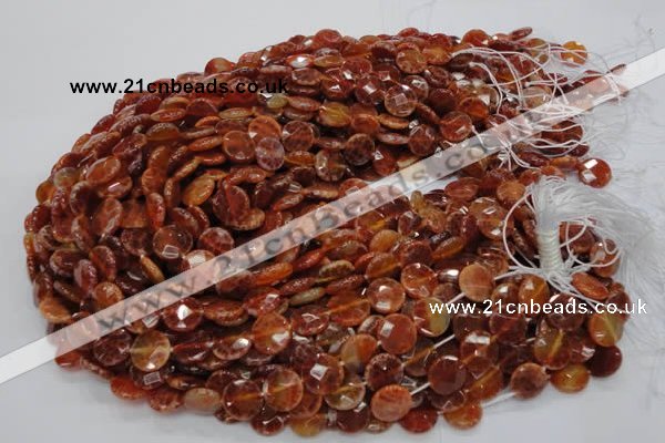 CAG637 15.5 inches 12mm faceted coin natural fire agate beads