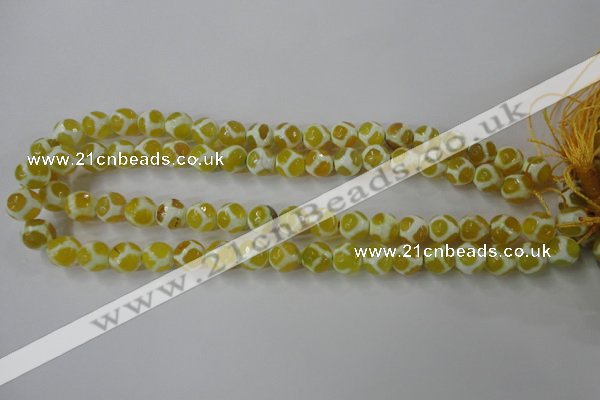 CAG6370 15 inches 8mm faceted round tibetan agate gemstone beads