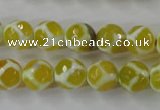 CAG6371 15 inches 10mm faceted round tibetan agate gemstone beads