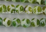 CAG6375 15 inches 10mm faceted round tibetan agate gemstone beads