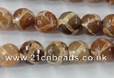 CAG6378 15 inches 8mm faceted round tibetan agate gemstone beads