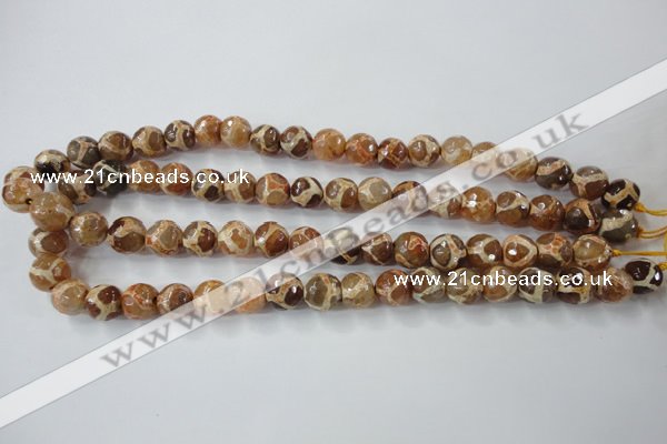 CAG6378 15 inches 8mm faceted round tibetan agate gemstone beads