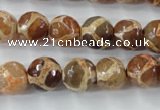 CAG6379 15 inches 10mm faceted round tibetan agate gemstone beads