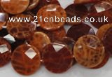 CAG638 15.5 inches 16mm faceted coin natural fire agate beads