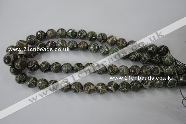 CAG6382 15 inches 8mm faceted round tibetan agate gemstone beads