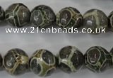 CAG6383 15 inches 10mm faceted round tibetan agate gemstone beads