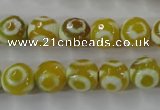 CAG6387 15 inches 8mm faceted round tibetan agate gemstone beads