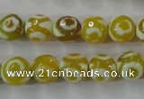 CAG6388 15 inches 10mm faceted round tibetan agate gemstone beads