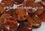 CAG639 15.5 inches 20mm faceted coin natural fire agate beads