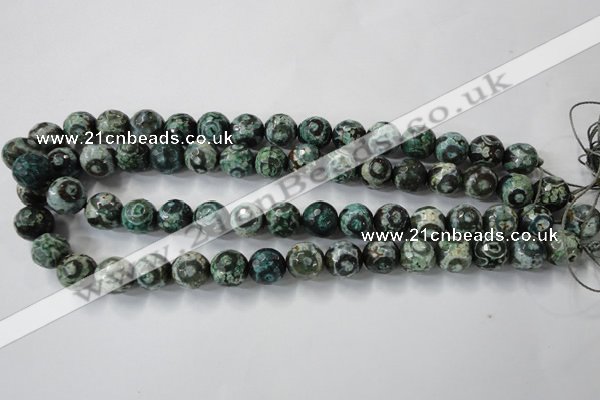 CAG6396 15 inches 10mm faceted round tibetan agate gemstone beads