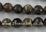 CAG6399 15 inches 12mm faceted round tibetan agate gemstone beads