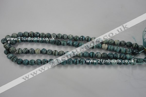 CAG6406 15 inches 8mm faceted round tibetan agate gemstone beads