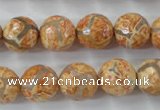 CAG6419 15 inches 10mm faceted round tibetan agate gemstone beads