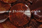 CAG642 15.5 inches 40mm faceted coin natural fire agate beads