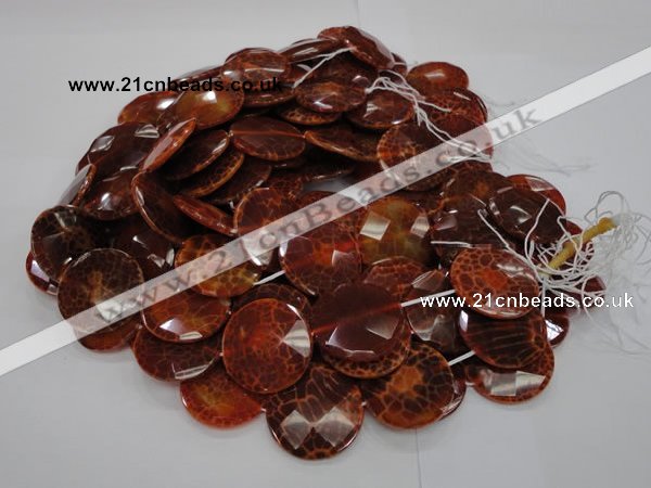 CAG642 15.5 inches 40mm faceted coin natural fire agate beads