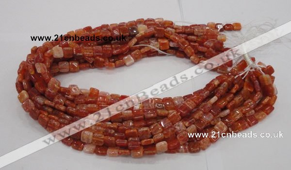 CAG643 15.5 inches 8mm square natural fire agate beads wholesale