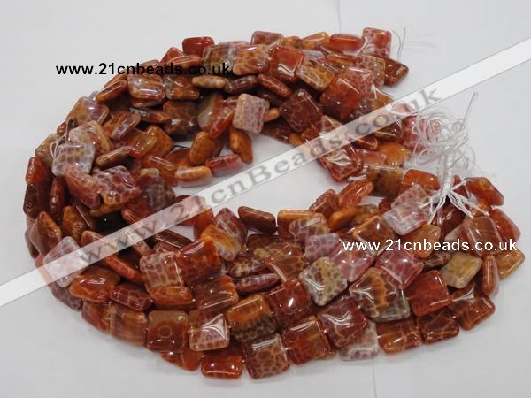 CAG644 15.5 inches 15mm square natural fire agate beads wholesale