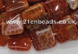 CAG645 15.5 inches 20mm square natural fire agate beads wholesale