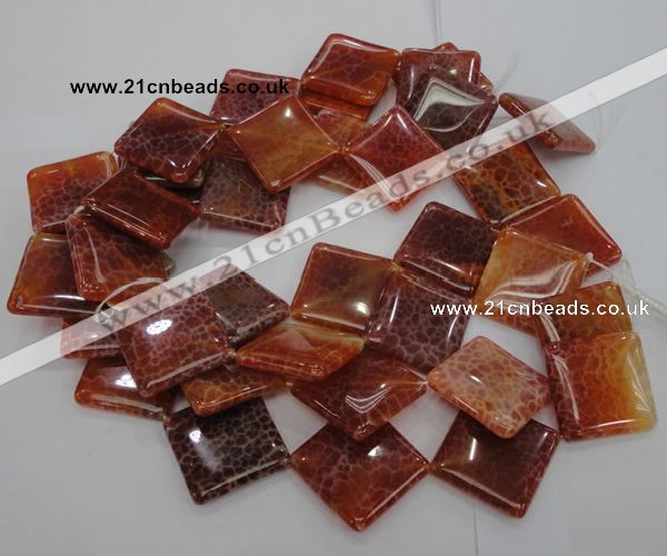 CAG647 15.5 inches 30*30mm rhombic natural fire agate beads