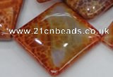 CAG648 15.5 inches 40*40mm rhombic natural fire agate beads