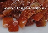 CAG649 15.5 inches 10*10mm faceted square natural fire agate beads