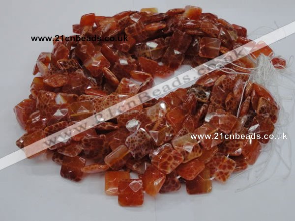 CAG650 15.5 inches 12*12mm faceted square natural fire agate beads