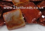 CAG652 15.5 inches 30*30mm faceted square natural fire agate beads