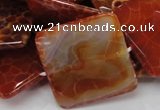 CAG653 15.5 inches 40*40mm faceted square natural fire agate beads