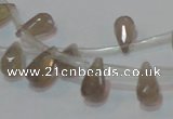 CAG6544 Top-drilled 6*10mm faceted teardrop Brazilian grey agate beads