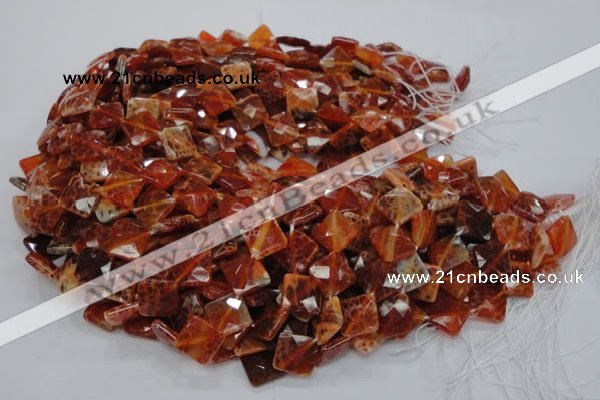 CAG655 15.5 inches 12*12mm faceted rhombic natural fire agate beads